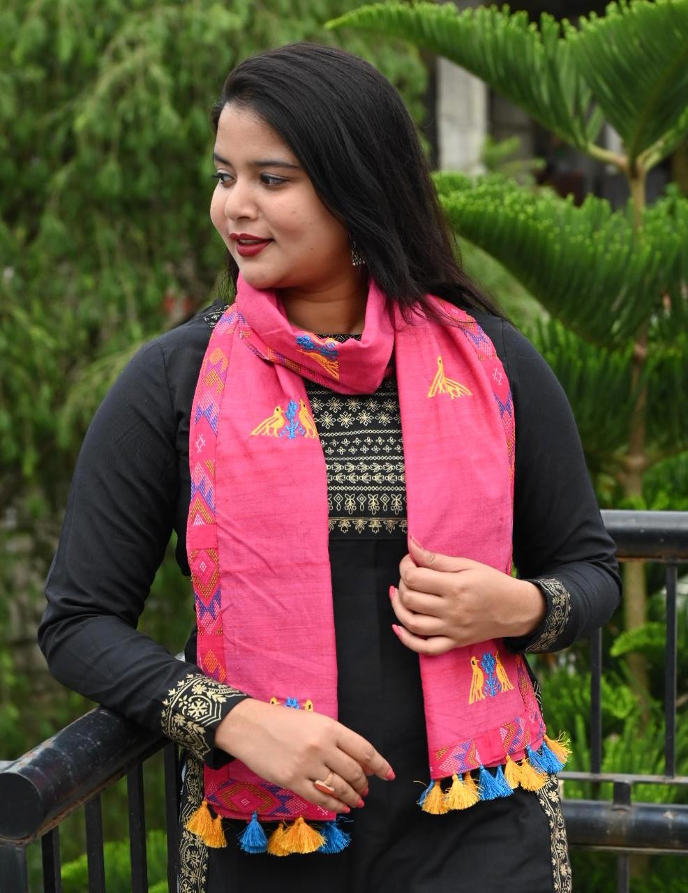 COTTON STOLE WITH TRADITIONAL MOTIF OF ASSAM